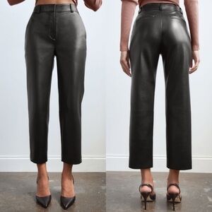 Aritzia Babaton Straight Leg vegan Leather Command Cropped Pants Size 0